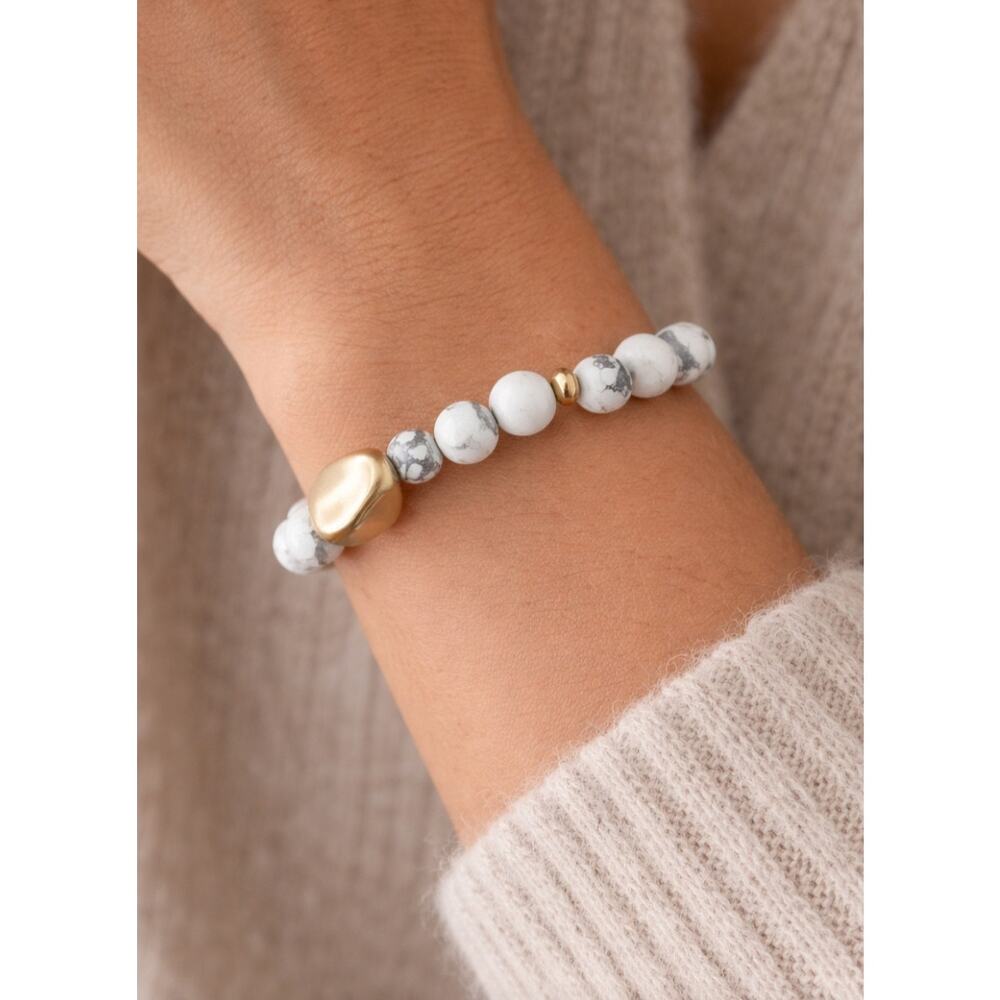 Pomina Semi Precious White Gold Stretch Bead Bracelet